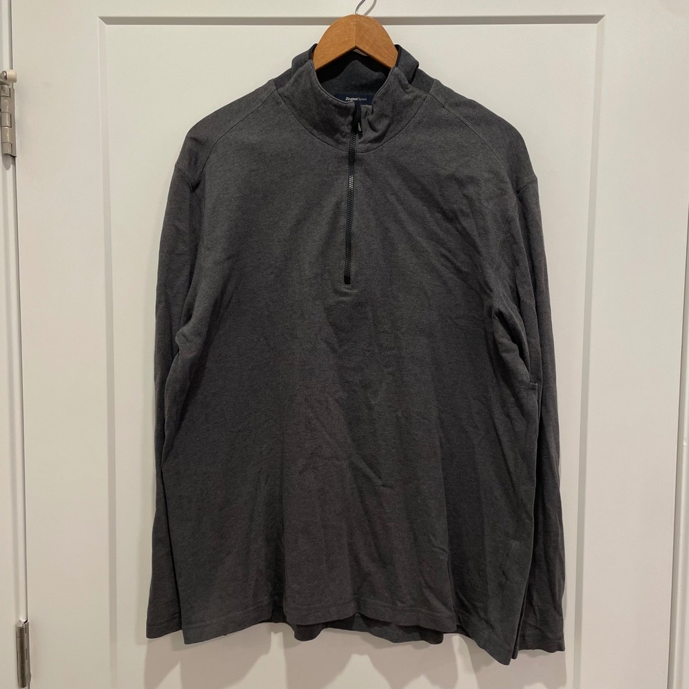 Zegna Sport Men's 3XL Charcoal Gray‎ Quarter Zip Pullover Sweater Athletic